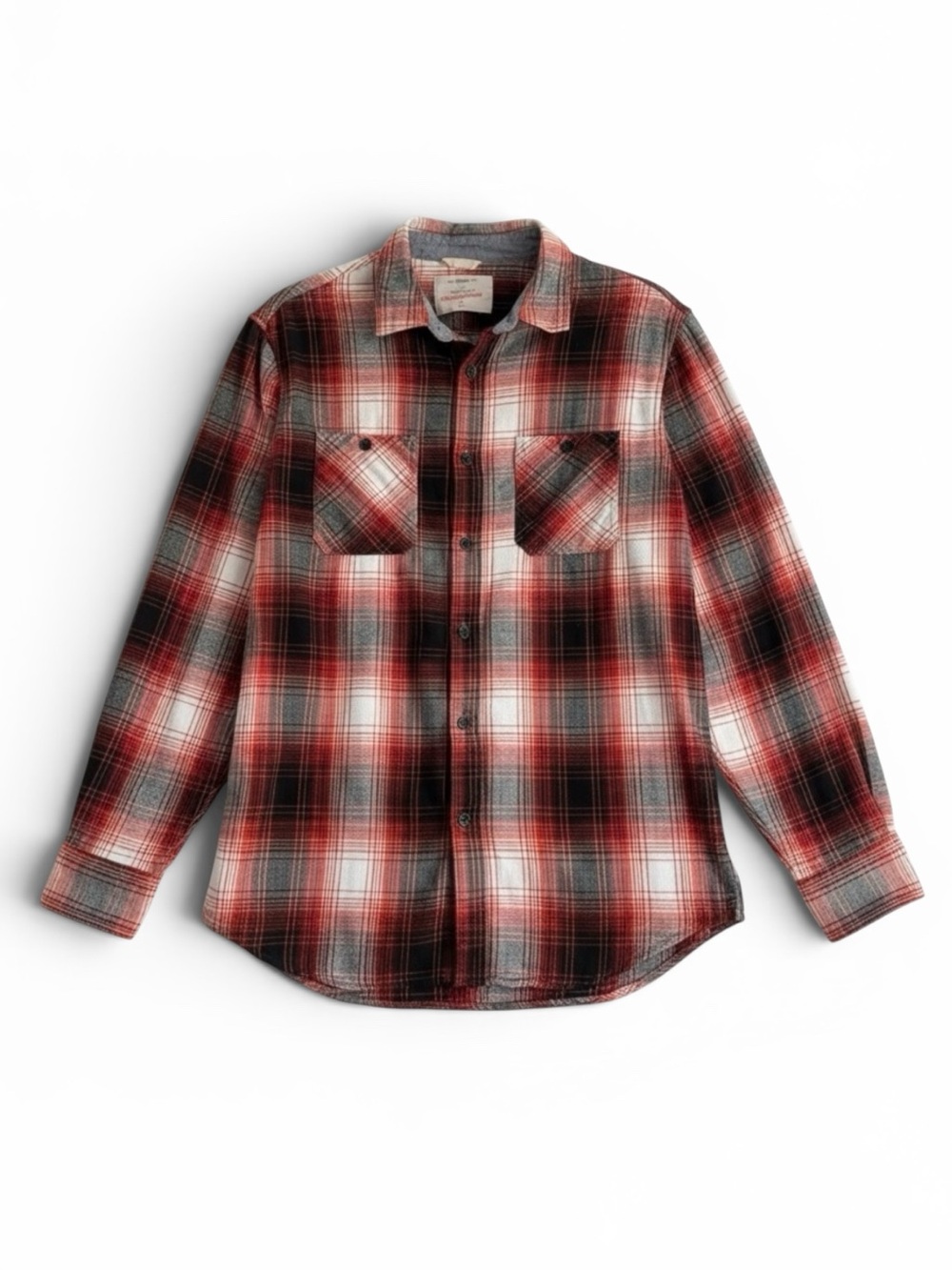 American Eagle Soft Plaid Flannel Button Down Shirt Cozy Top Red Black White M